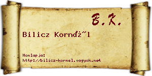 Bilicz Kornél névjegykártya